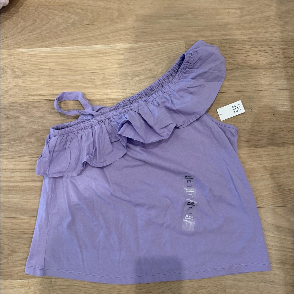 Girls Gap Purple Off-Shoulder Ruffle Top - Picture 2 of 2